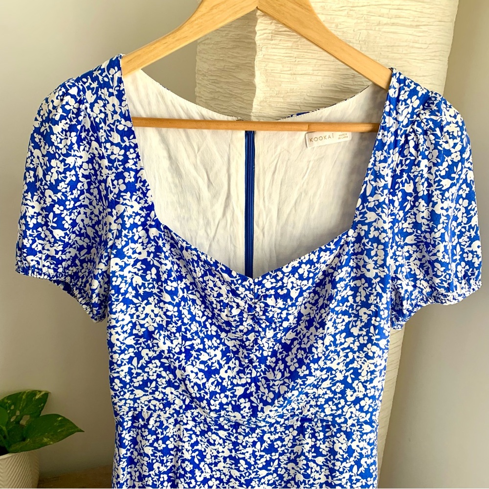 KOOKAI - Blue & White Floral Fitted Mini Summer Dress - Size 36 (Aus Size 8) - Picture 2 of 7